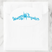 Blue Groovy Happy Humanist Ovale Sticker (Tas)