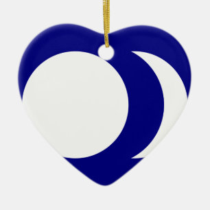 Blue Ground White Sun en Moon, China vlag Keramisch Ornament