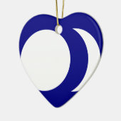 Blue Ground White Sun en Moon, China vlag Keramisch Ornament (Links)