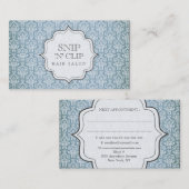 Blue Grunge Antiek Damask Hair Stylist Mode Afsprakenkaartje (Voorkant / Achterkant)