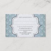 Blue Grunge Antiek Damask Hair Stylist Mode Afsprakenkaartje (Achterkant)