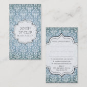 Blue Grunge Antiek Damask Hair Stylist Mode Afsprakenkaartje (Voorkant / Achterkant)