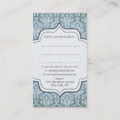 Blue Grunge Antiek Damask Hair Stylist Mode Afsprakenkaartje (Achterkant)