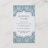 Blue Grunge Antiek Damask Salon Visitekaartje (Achterkant)
