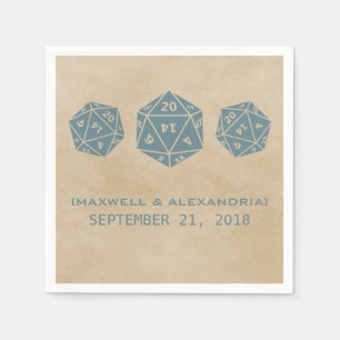 Blue Grunge D20 Dice Gamer Paper Napkins Servet