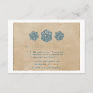 Blue Grunge D20 Dice Gamer Response Kaart