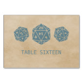 Blue Grunge D20 Dice Gamer Table Kaart (Achterkant)