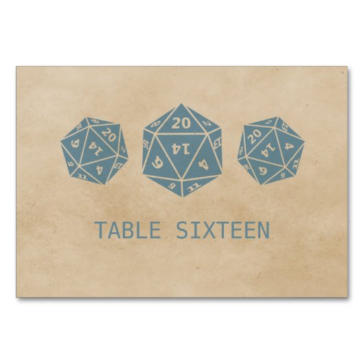 Blue Grunge D20 Dice Gamer Table Kaart (Voorkant)
