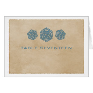 Blue Grunge D20 Dice Gamer Table Number Kaart