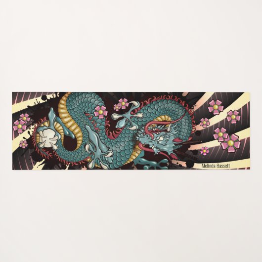 Blue Grunge Dragon Tattoo Blue Dragon Yogamat (Achterkant (horizontaal))