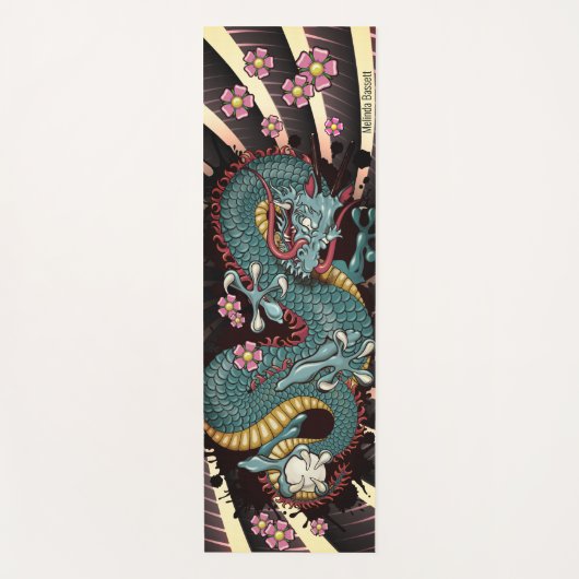Blue Grunge Dragon Tattoo Blue Dragon Yogamat (Voorkant)
