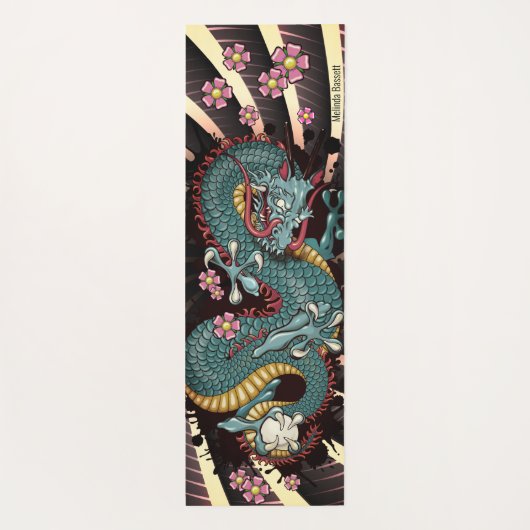 Blue Grunge Dragon Tattoo Blue Dragon Yogamat (Achterkant)