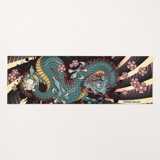 Blue Grunge Dragon Tattoo Blue Dragon Yogamat (Voorkant (horizontaal))