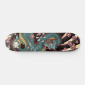 Blue Grunge Dragon Tattoo Skateboard (Horizontaal)