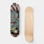Blue Grunge Dragon Tattoo Skateboard (Voorkant)