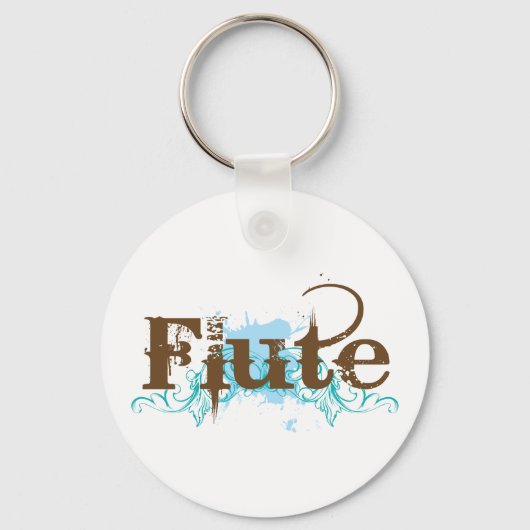 Blue Grunge Flute Music Design Sleutelhanger (Voorkant)