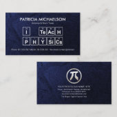 Blue Grunge "I Teach Physics" Periodic Table Tutor Visitekaartje (Voorkant / Achterkant)