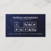 Blue Grunge "I Teach Physics" Periodic Table Tutor Visitekaartje (Voorkant)