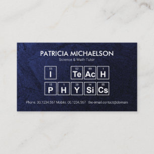 Blue Grunge "I Teach Physics" Periodic Table Tutor Visitekaartje