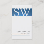 Blue Grunge Ondernemer Monogram BusinessCard Visitekaartje (Voorkant)