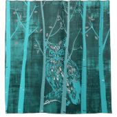 Blue Grunge Owl Art Douchegordijn (Voorkant)