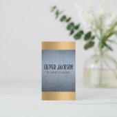 Blue Grunge Texture | Golden Metallic Shine Visitekaartje (Staand voorkant)