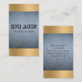Blue Grunge Texture | Golden Metallic Shine Visitekaartje (Voorkant / Achterkant)