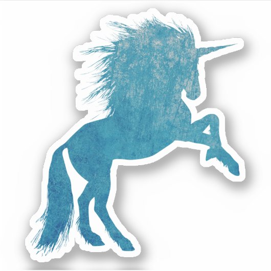 Blue Grunge Unicorn Sticker (Voorkant)