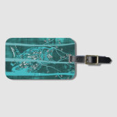 Blue Grunge Woodland Owl Art Bagagelabel (Voorkant (horizontaal))