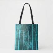 Blue Grunge Woodland Owl Art Tote Bag (Voorkant)