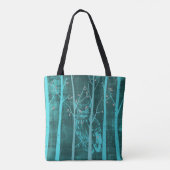 Blue Grunge Woodland Owl Art Tote Bag (Achterkant)