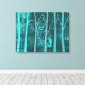 Blue Grunge Woodland Owl Canvas Afdruk (Insitu (Houten vloer))