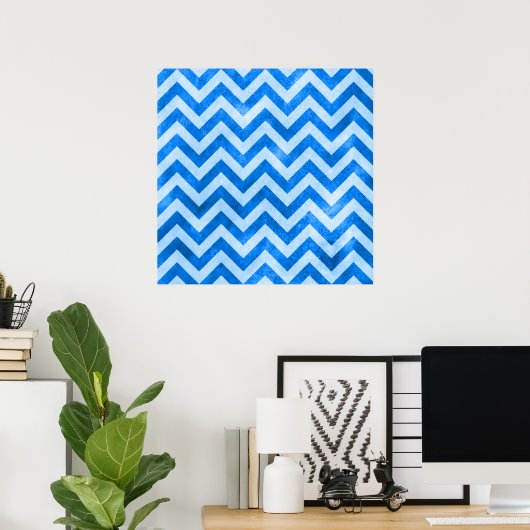 Blue Grunge Zigzag Poster (Thuiskantoor)