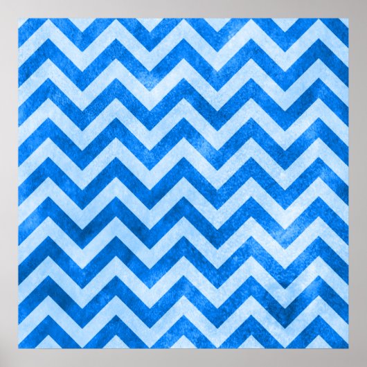 Blue Grunge Zigzag Poster (Voorkant)