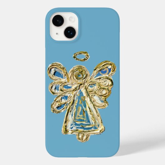 Blue Guardian Angel Art Aangepaste iPhone Case (Achterkant)