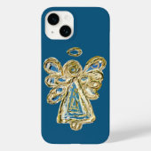 Blue Guardian Angel Art Aangepaste iPhone Case (Achterkant)