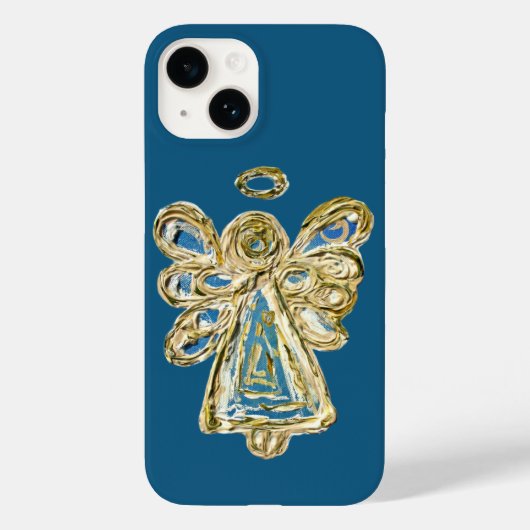 Blue Guardian Angel Art Aangepaste iPhone Case (Achterkant)