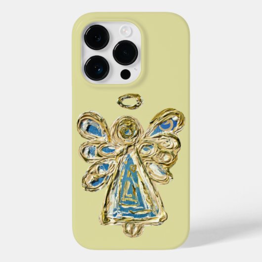 Blue Guardian Angel Art Aangepaste iPhone Case (Achterkant)