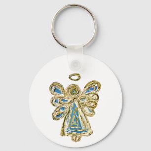 Blue Guardian Angel Art Custom Sleutelhanger