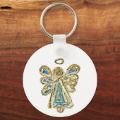 Blue Guardian Angel Art Custom Sleutelhanger (Achterkant)