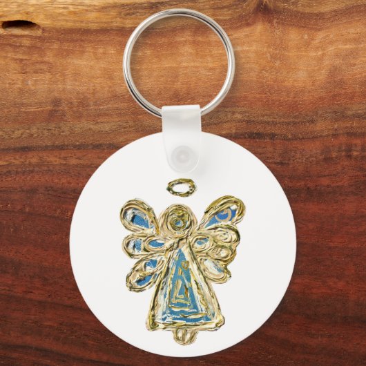 Blue Guardian Angel Art Custom Sleutelhanger (Achterkant)