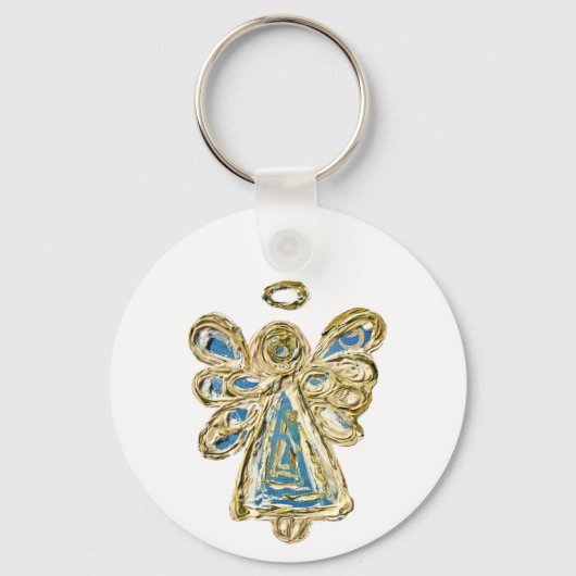 Blue Guardian Angel Art Custom Sleutelhanger (Achterkant)