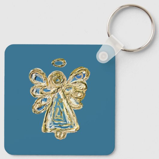 Blue Guardian Angel Art Custom Sleutelhanger (Achterkant)
