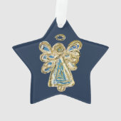 Blue Guardian Angel Art Kersthanger Ornament (achterkant)