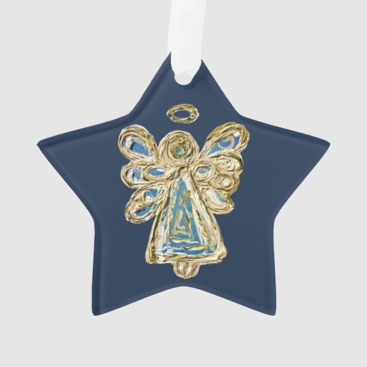 Blue Guardian Angel Art Kersthanger Ornament (achterkant)