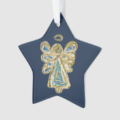 Blue Guardian Angel Art Kersthanger Ornament (voorkant)