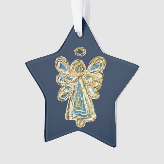 Blue Guardian Angel Art Kersthanger Ornament (voorkant)