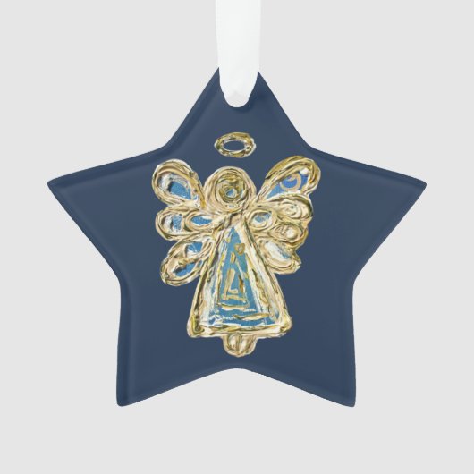 Blue Guardian Angel Art Kersthanger Ornament (voorkant)