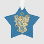 Blue Guardian Angel Art Kerstster Ornament (achterkant)