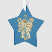 Blue Guardian Angel Art Kerstster Ornament (voorkant)